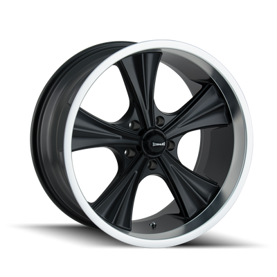 Ridler - 651 - Black - MATTE BLACK/MACHINED LIP - 18" x 8", 0 Offset, 5x114.3 (Bolt Pattern), 83.82mm HUB