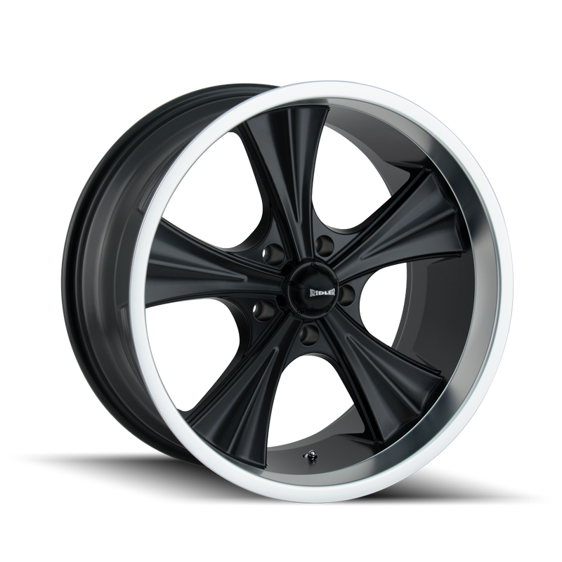Ridler - 651 - Black - MATTE BLACK/MACHINED LIP - 18" x 8", 0 Offset, 5x114.3 (Bolt Pattern), 83.82mm HUB