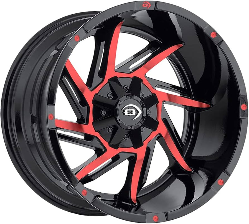 Vision Wheel Off-Road - 422 PROWLER - Black - Gloss Black Red Tint Face - 20" x 9", -51 Offset, 6x135 (Bolt pattern), 87.10mm HUB