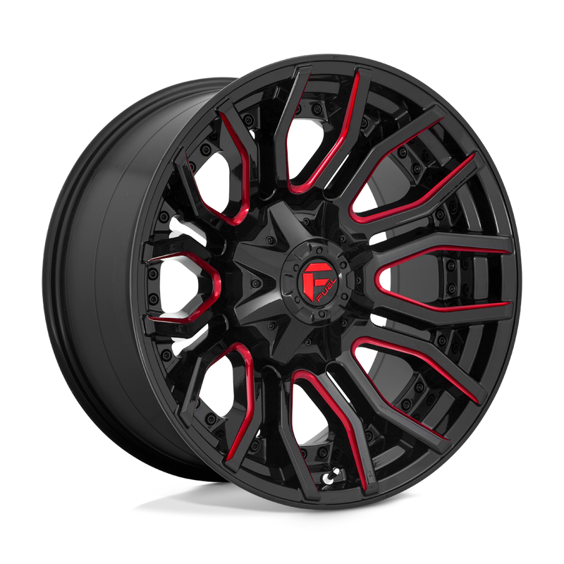 Fuel - D712 RAGE - Black - GLOSS BLACK RED TINTED CLEAR - 20" x 10", -18 Offset, 8x165.1 (Bolt Pattern), 125.1mm HUB