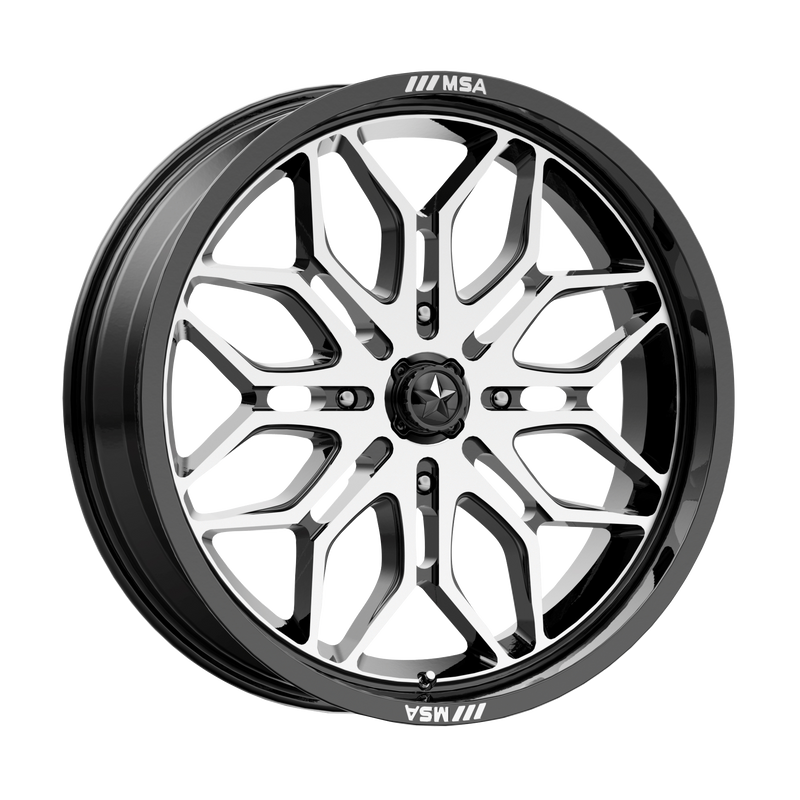 MSA Offroad Wheels - M47 SNIPER - Black - GLOSS BLACK MACHINED - 24" x 7", 10 Offset, 4x137 (Bolt Pattern), 96mm HUB