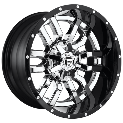 Fuel - D270 SLEDGE - Chrome - CHROME PLATED GLOSS BLACK LIP - 22" x 10", -13 Offset, 8x170 (Bolt Pattern), 125.1mm HUB