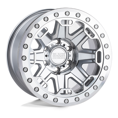 Black Rhino - RIFT BEADLOCK - Silver - SILVER WITH MIRROR FACE & MACHINED RING - 17" x 8.5", -38 Offset, 5x127 (Bolt Pattern), 71.5mm HUB