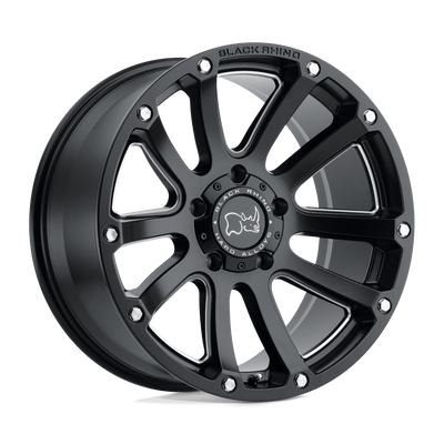 Black Rhino - HIGHLAND - Black - Matte Black with Milled Spokes - 20" x 9.5", 12 Offset, 6x135 (Bolt Pattern), 87.1mm HUB