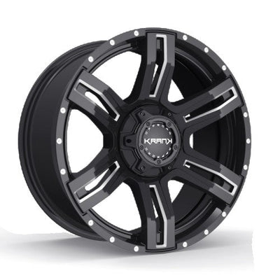 KranK Off-road - Caliper - Black - Gloss Black Milled - 20" x 9", 0 Offset, 6x135/139.7 (Bolt Pattern), 108mm HUB