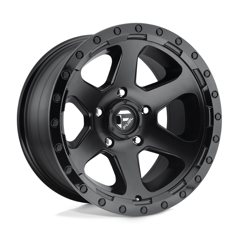 Fuel - D589 RIPPER - Black - MATTE BLACK GLOSS BLACK LIP - 17" x 9", -12 Offset, 5x127 (Bolt Pattern), 78.1mm HUB
