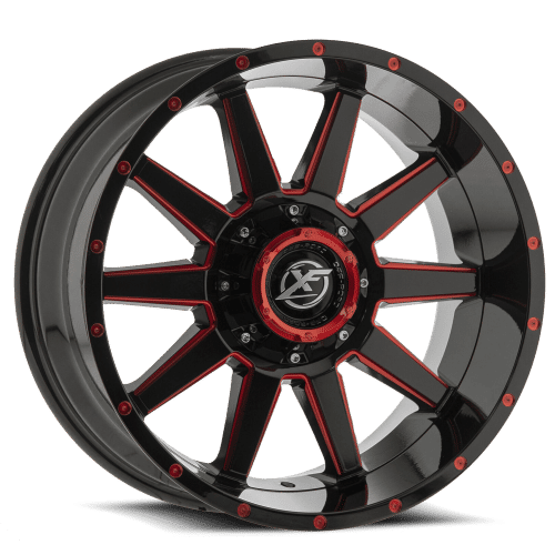 XF Off-Road - XF-219 - Black - Black Milled Red - 20" x 10", -12 Offset, 6x135/139.7 (Bolt pattern), 106.4mm HUB