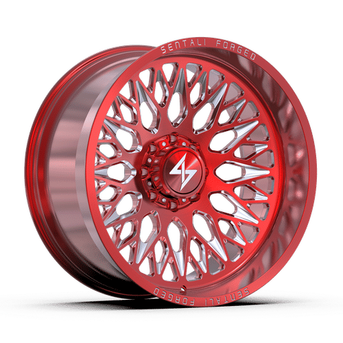 Sentali - Forged SF-6 - Red Milled - 28" x 16", -99 Offset, 8x165.1 (Bolt pattern), 125.2mm HUB