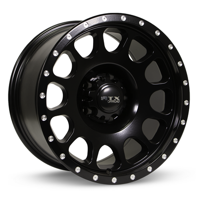 RTX Wheels - Baja - Black - Satin Black with Milled Rivets - 17" x 9", -18 Offset, 5x127 (Bolt Pattern), 71.5mm HUB