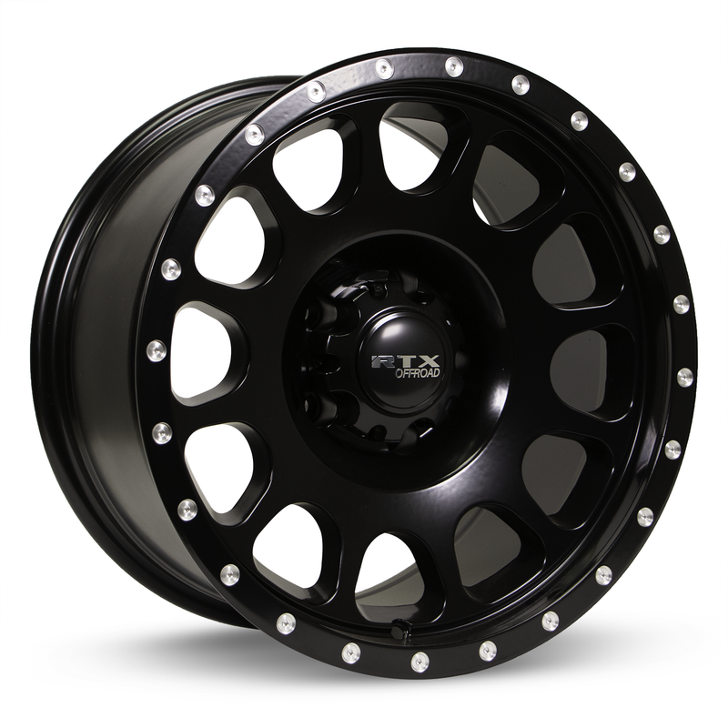 RTX Wheels - Baja - Black - Satin Black with Milled Rivets - 17" x 9", -18 Offset, 5x127 (Bolt Pattern), 71.5mm HUB