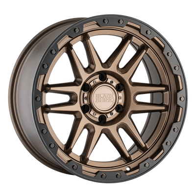 Black Rhino - APACHE - Gunmetal - MATTE BRONZE W/ BLACK RING & BLACK BOLTS - 18" x 9", 12 Offset, 6x135 (Bolt Pattern), 87.1mm HUB