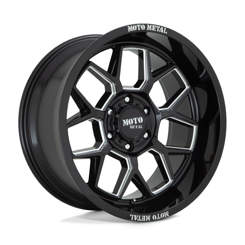 Moto Metal - MO803 BANSHEE - Black - GLOSS BLACK MILLED - 20" x 10", -18 Offset, 5x127 (Bolt Pattern), 71.5mm HUB