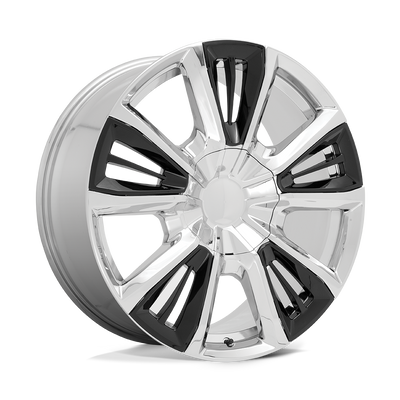OE Creations - PR212 - Chrome - CHROME WITH GLOSS BLACK ACCENTS - 22" x 9", 28 Offset, 6x139.7 (Bolt Pattern), 78.1mm HUB