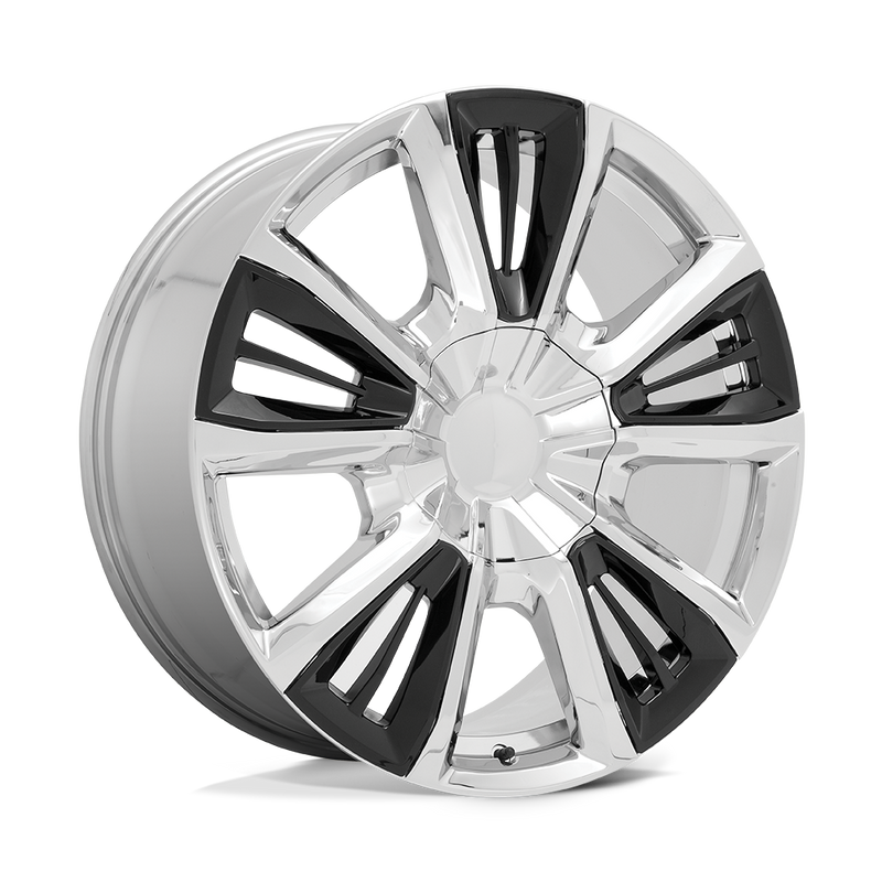 OE Creations - PR212 - Chrome - CHROME WITH GLOSS BLACK ACCENTS - 22" x 9", 28 Offset, 6x139.7 (Bolt Pattern), 78.1mm HUB