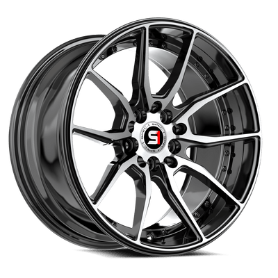 Spec-1 Racing - SP-77 - Black - Gloss Black & Machined - 16" x 8", 20 Offset, 5x100/114.3 (Bolt pattern), 73.10mm HUB