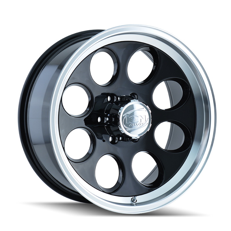 Ion Alloy - 171 - Black - BLACK/MACHINED LIP - 15" x 10", -38 Offset, 5x127 (Bolt Pattern), 83.8mm HUB
