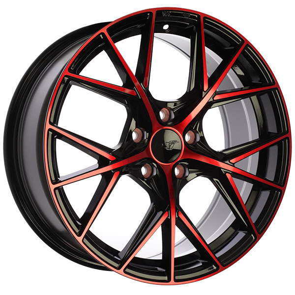 Dai Alloys - A-Spec - Black - Gloss Black - Machined Face - Red Face - 16" x 7", 40 Offset, 5x114.3 (Bolt Pattern), 67.1mm HUB