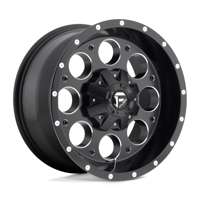 Fuel - D525 REVOLVER - Black - MATTE BLACK MILLED - 16" x 8", 1 Offset, 5x114.3/127 (Bolt Pattern), 72.6mm HUB