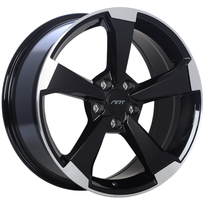 ART - Replica 191 - Black - Gloss Black - Machined Face - 19" x 8.5", 35 Offset, 5x112 (Bolt Pattern), 66.5mm HUB
