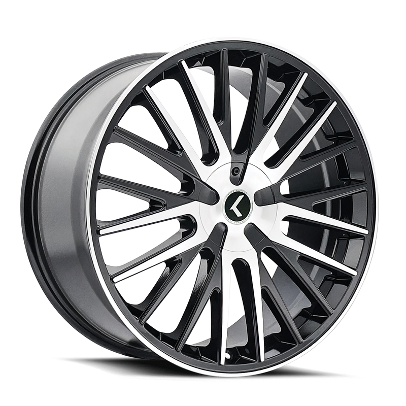 Kraze Wheels - DOUBLE DOWN - Black - BLACK MACHINED - 22" x 8.5", 38 Offset, 5x108/114.3 (Bolt Pattern), 73mm HUB