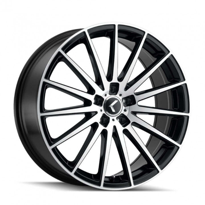 Kraze Wheels - KR194 - Black - BLACK/MACHINED FACE - 20" x 8.5", 38 Offset, 5x112 (Bolt Pattern), 66.6mm HUB