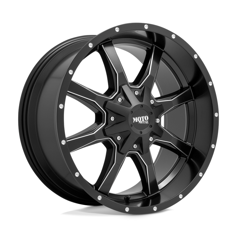 Moto Metal - MO970 - Black - Semi Gloss Black Milled - 17" x 9", -12 Offset, 8x170 (Bolt Pattern), 125.1mm HUB