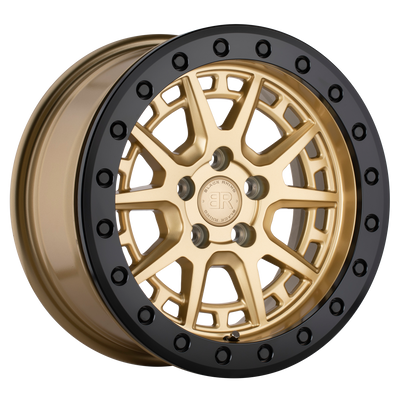 Black Rhino - GRAVEL BEADLOCK - Gold - GOLD W/ BLACK RING & BOLTS - 15" x 7", 15 Offset, 5x100 (Bolt Pattern), 72.56mm HUB