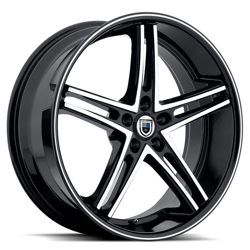 Asanti Black - ABL-7 - Black - MACHINE FACE WITH BLACK LIP - 22" x 9", 15 Offset, 5x115 (Bolt Pattern), 74.1mm HUB