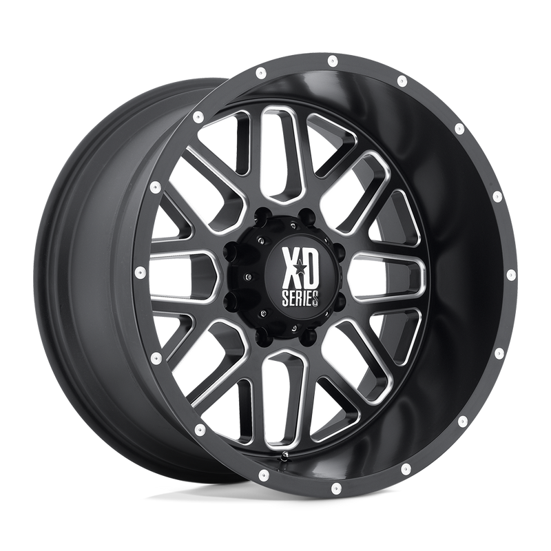XD Series - XD820 GRENADE - Black - SATIN BLACK MILLED - 22" x 10", -24 Offset, 5x127 (Bolt Pattern), 78.1mm HUB