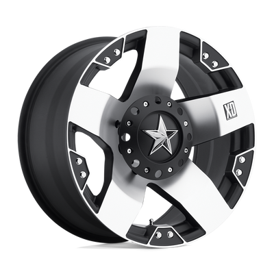 XD Series - XD775 ROCKSTAR - Silver - MACHINED FACE WITH MATTE BLACK WINDOWS - 20" x 10", -24 Offset, 5x127/139.7 (Bolt Pattern), 78.1mm HUB