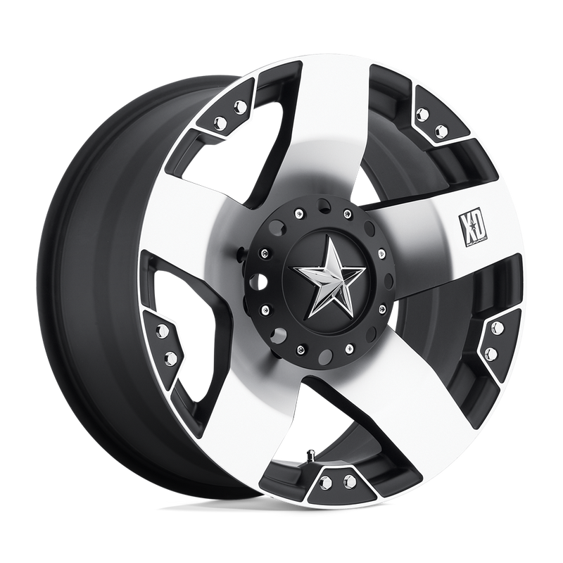 XD Series - XD775 ROCKSTAR - Silver - MACHINED FACE WITH MATTE BLACK WINDOWS - 20" x 10", -24 Offset, 5x127/139.7 (Bolt Pattern), 78.1mm HUB