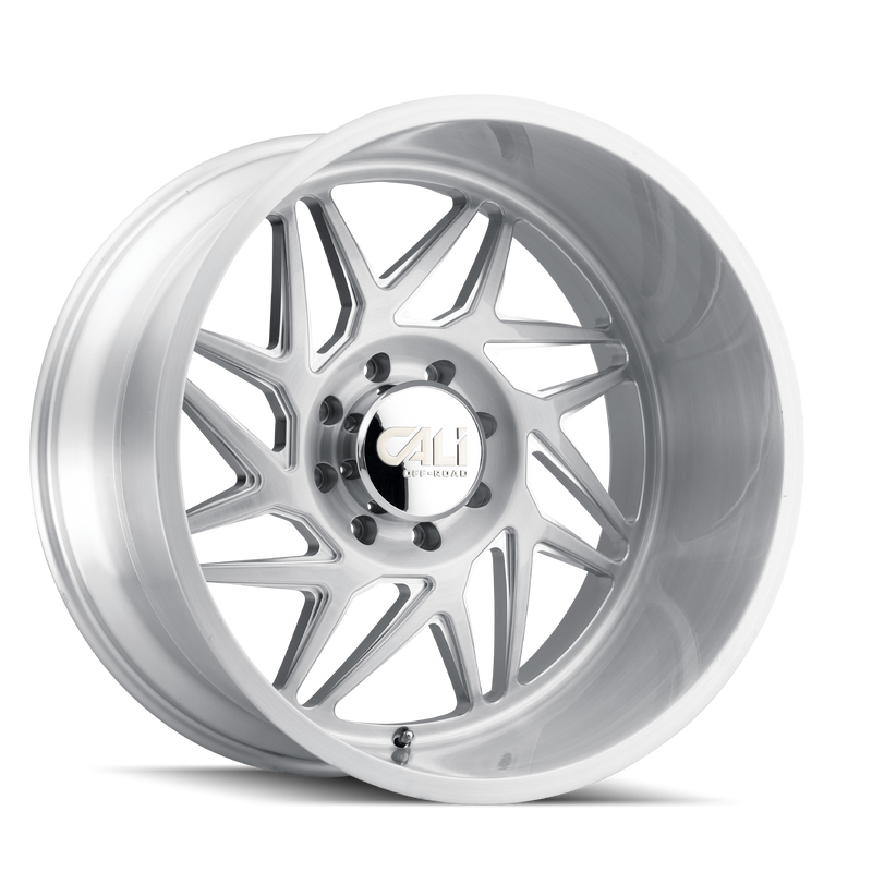 Cali Off-Road - GEMINI - Silver - BRUSHED & CLEAR COATED - 24" x 14", -76 Offset, 8x165.1 (Bolt Pattern), 125.2mm HUB