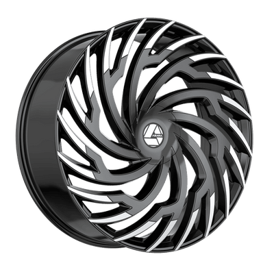 Azara - AZA-536 - Black - Gloss Black Machined - 22" x 9.5", 15 Offset, 5x115/120 (Bolt pattern), 74.1mm HUB