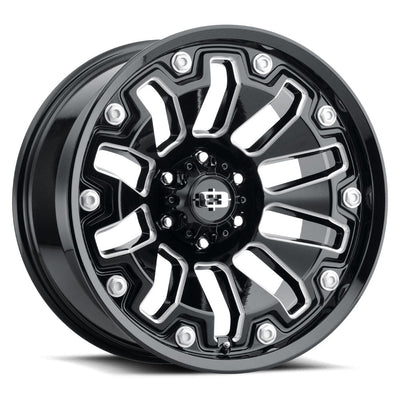 Vision Wheel Off-Road - 362 ARMOR - Black - Gloss Black Milled Spoke - 18" x 9", 12 Offset, 6x135 (Bolt Pattern), 87.1mm HUB