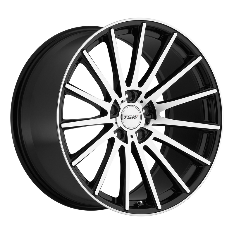 TSW Wheels - CHICANE - Black - GLOSS BLACK W/ MIRROR FACE - 17" x 8", 4 Offset, 5x114.3 (Bolt Pattern), 76.1mm HUB