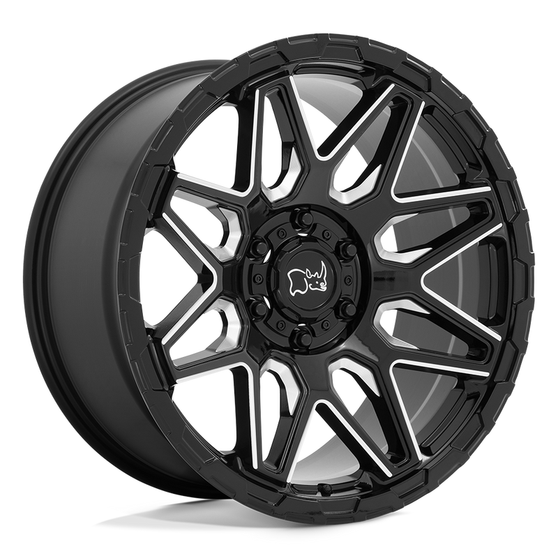 Black Rhino - SHOCKWAVE - Black - Gloss Black With Milled Spokes - 20" x 9.5", 12 Offset, 5x150 (Bolt Pattern), 110.1mm HUB