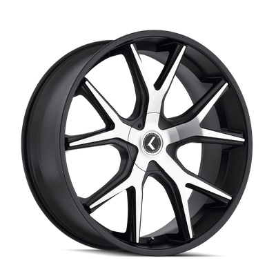 Kraze Wheels - SPLITZ - Black - BLACK/MACHINED - 26" x 10", 18 Offset, 5x127/139.7 (Bolt Pattern), 87mm HUB