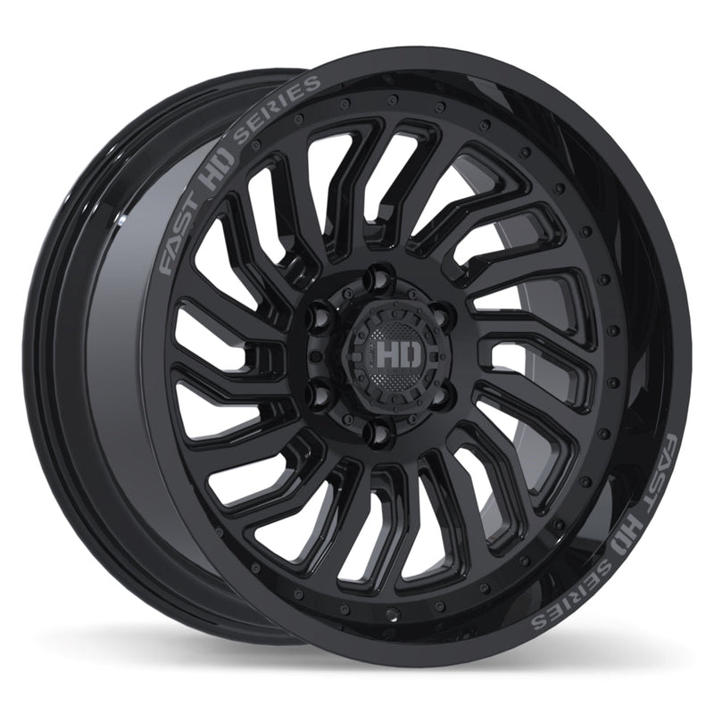 Fast HD - D-STRUCT - Black - Gloss Black with Grey Milling - 20" x 10", -15 Offset, 6x139.7 (Bolt Pattern), 106.1mm HUB