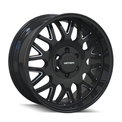 Mayhem - TRIPWIRE - Black - GLOSS BLACK/MILLED SPOKES - 20" x 10", -19 Offset, 6x135/139.7 (Bolt Pattern), 106mm HUB