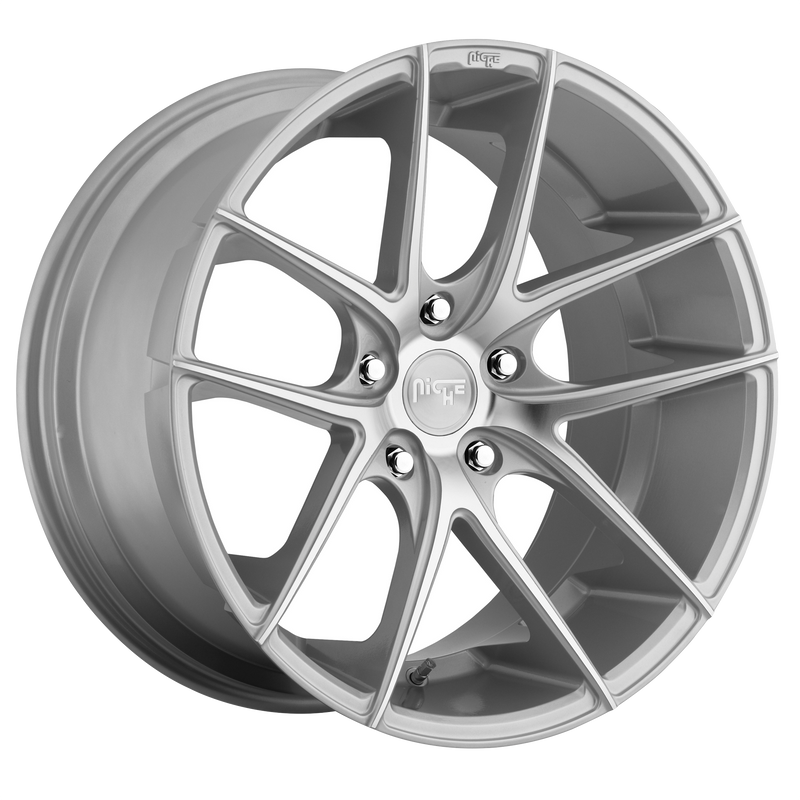 Niche - M131 TARGA - Silver - GLOSS SILVER MACHINED - 18" x 8", 4 Offset, 5x120 (Bolt Pattern), 72.56mm HUB