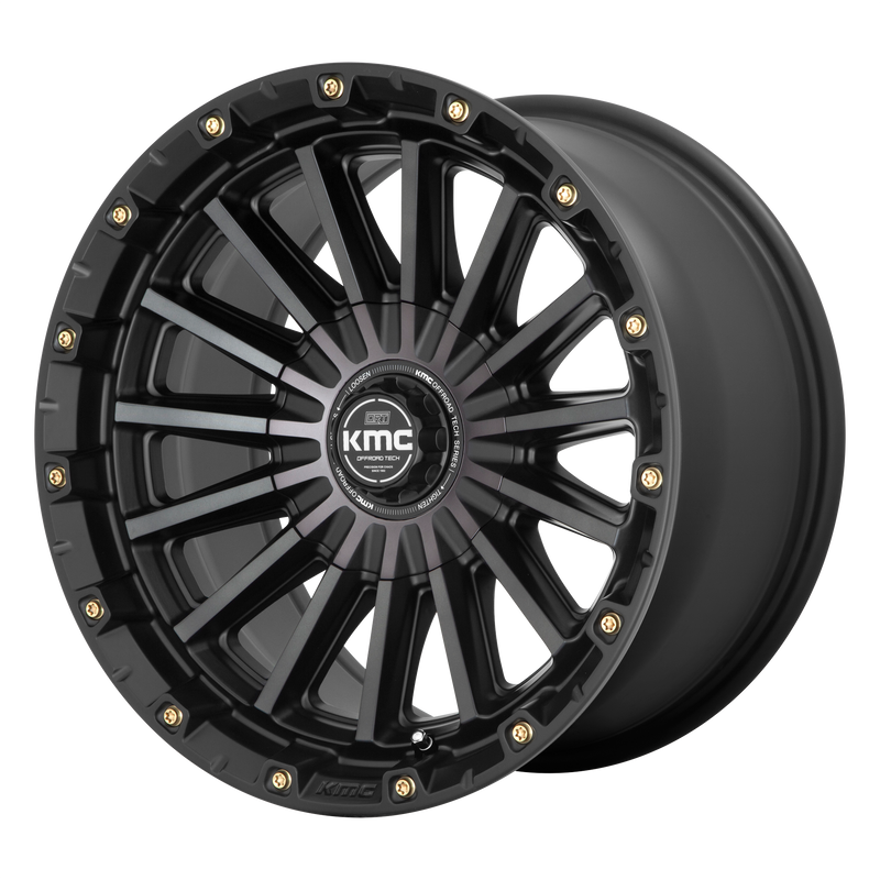 KMC Wheels - KM102 SIGNAL - Gunmetal - SATIN BLACK WITH GRAY TINT - 17" x 9", -12 Offset, 6x135/139.7 (Bolt Pattern), 106.1mm HUB