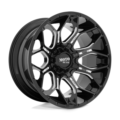 Moto Metal - MO808 SNIPER - Black - GLOSS BLACK MILLED - 20" x 10", -18 Offset, 8x165.1 (Bolt Pattern), 125.1mm HUB