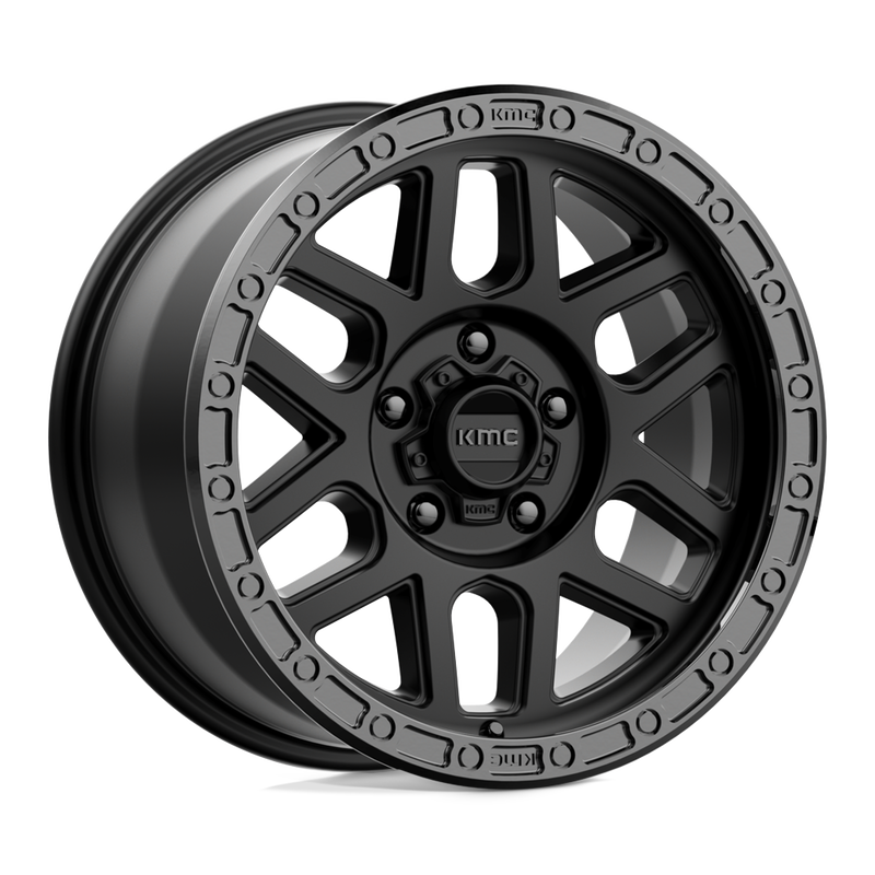 KMC Wheels - KM544 MESA - Black - SATIN BLACK WITH GLOSS BLACK LIP - 17" x 9", 18 Offset, 5x127 (Bolt Pattern), 71.5mm HUB