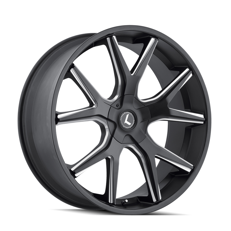 Kraze Wheels - SPLITZ - Black - BLACK/MILLED - 22" x 9.5", 30 Offset, 6x135/139.7 (Bolt Pattern), 100.3mm HUB