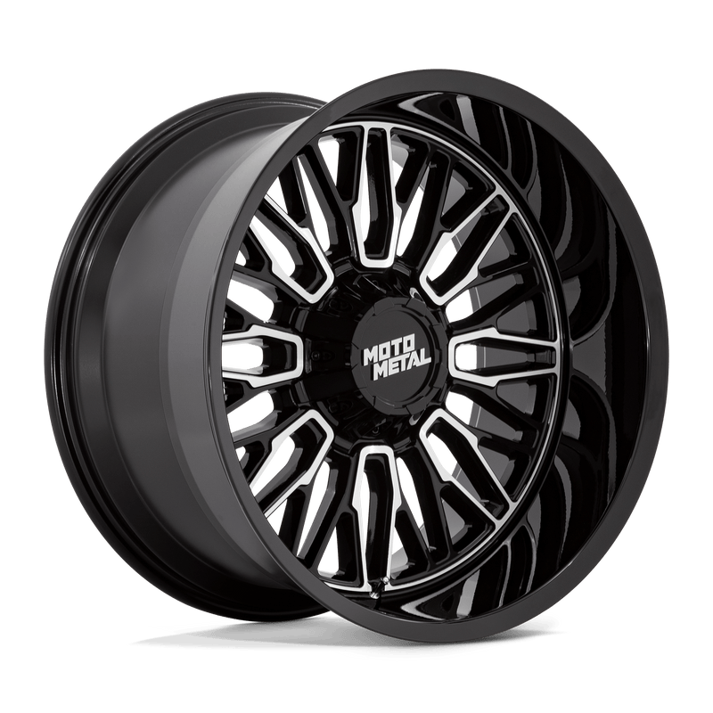 Moto Metal - MO809 STINGER - Black - GLOSS BLACK MACHINED - 20" x 9", 18 Offset, 8x180 (Bolt Pattern), 124.2mm HUB