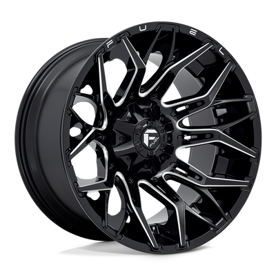 Fuel - D769 TWITCH - Black - GLOSSY BLACK MILLED - 22" x 12", -44 Offset, 8x180 (Bolt Pattern), 124.2mm HUB
