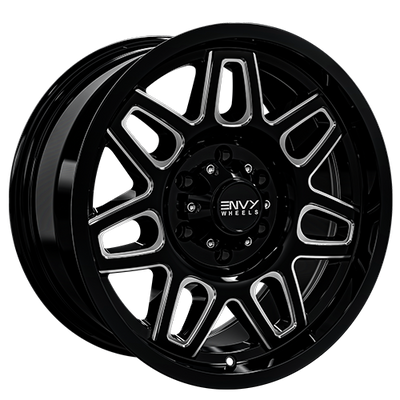 Envy Wheels - ET-2 - Black - GLOSS BLACK / SIDE MILL - 16" x 8", 10 Offset, 6x139.7 (Bolt Pattern), 106.1mm HUB