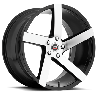 Spec-1 Racing - SPM-80 - Black - Gloss Black Machined - 20" x 9", 32 Offset, 5x112 (Bolt pattern), 73.10mm HUB