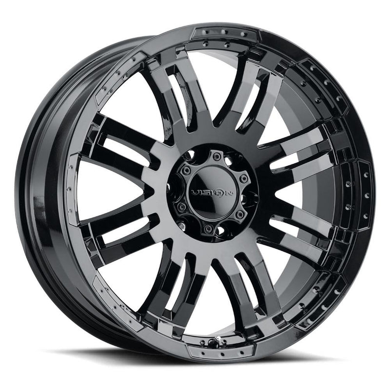 Vision Wheel Off-Road - 375 WARRIOR - Black - GLOSS BLACK - 16" x 8", -6 Offset, 8x165.1 (Bolt Pattern), 125.2mm HUB