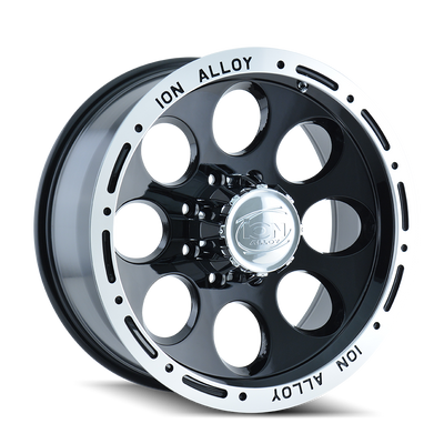 Ion Alloy - 174 - Black - BLACK/MACHINED LIP - 17" x 9", 0 Offset, 5x135 (Bolt Pattern), 87mm HUB